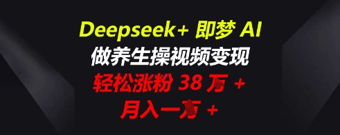 Deepseek+即梦AI，做养生操视频变现，轻松涨粉38W+，月入一W+-鼎铸网