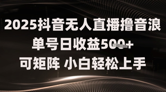 2025抖音无人直播撸音浪单号日收益5张+可矩阵，小白轻松上手-鼎铸网