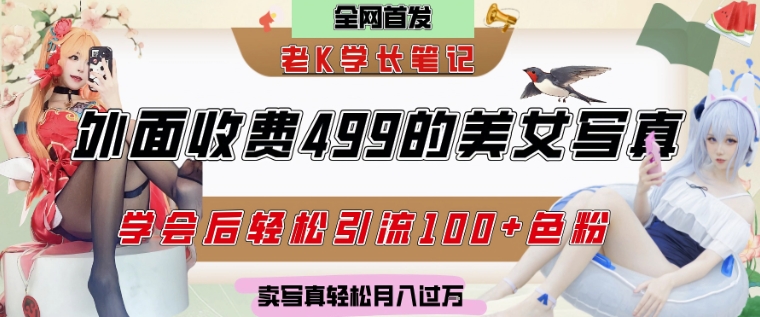 外面收费499的美女写真制作技术，学会后轻松引流S粉变现，日引100+S粉，轻松月入过W-闲赋网