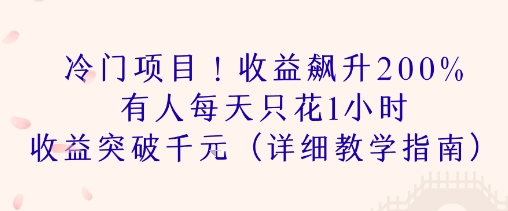 冷门项目！收益飙升200% 有人每天只花1小时 收益突破1k(详细教学指南)-冒泡网