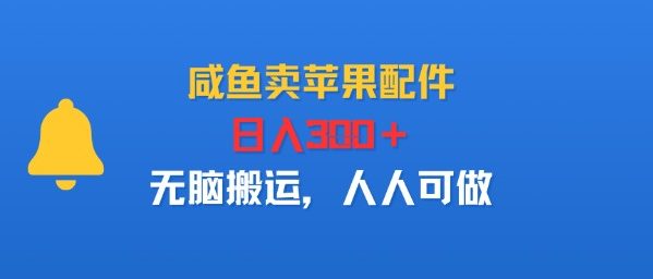 咸鱼卖苹果配件，日入3张+，无脑搬运，人人可做-冒泡网