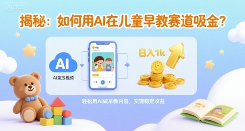 揭秘：如何用AI在儿童早教赛道吸金?一键生成视频，日入1k不是梦-冒泡网