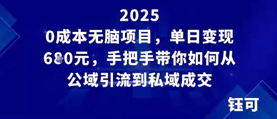 0成本无脑项目，单日变现多张，手把手带你如何从公域引流到私域成交-冒泡网