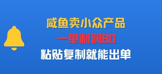 咸鱼卖小众产品，一单利润80，粘贴复制就能出单-冒泡网