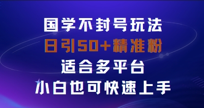 国学赛道不封号玩法，日引50+精准粉适合多平台，小白也可快速上手-冒泡网