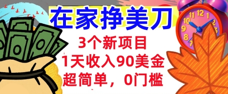 3个新项目，1天收入90美刀，超简单，0门槛，在家挣美刀的首选-冒泡网