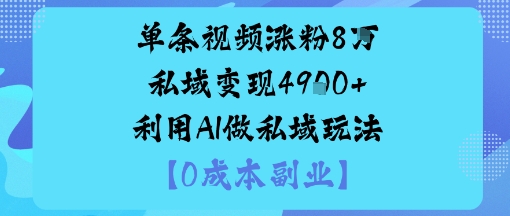 单条视频涨粉8W私域变现1k+利用AI做私域玩法-冒泡网