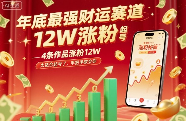 年底最强财运赛道，4条作品涨粉12W，太适合起号了，手把手教会你-冒泡网