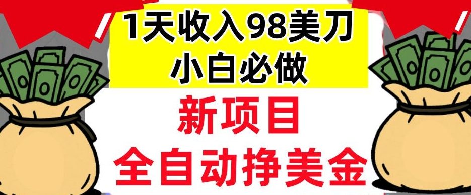 新项目，全自动挣美刀，1天收入98刀，0门槛，适合新人的被动收入（最终版本）-冒泡网