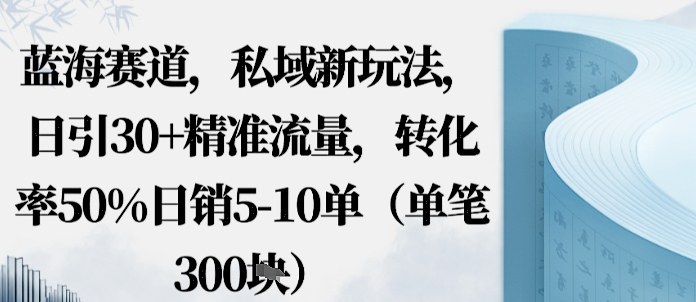 蓝海赛道，私域新玩法，日引30+精准流量，转化率50%日销5-10单（单笔3张）-冒泡网