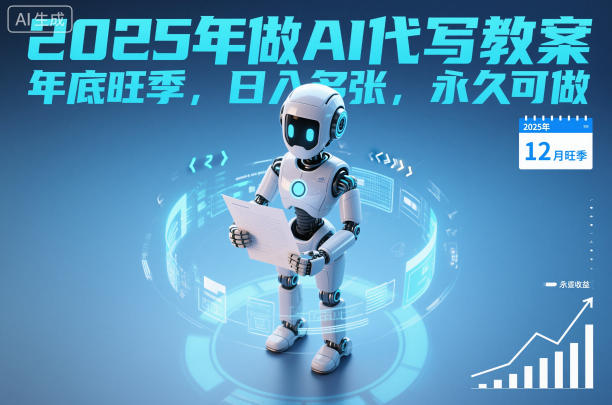2025年做AI代写教案，年底旺季，日入多张，永久可做-冒泡网