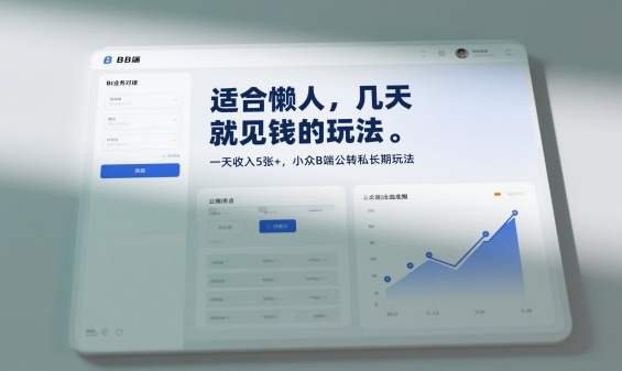 适合懒人，几天就见钱的玩法，一天收入5张+，小众B端公转私长期玩法-冒泡网