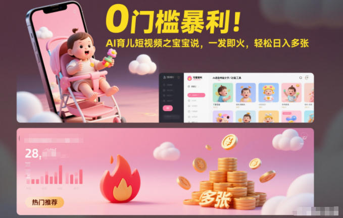 0门槛暴利！AI育儿短视频之宝宝说，一发即火，轻松日入多张-冒泡网