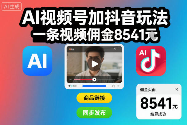 aie8a786e9a291e58fb7e58aa0e68a96e99fb3e78ea9e6b395efbc8ce4b880e69da1e8a786e9a291e4bda3e987918541e7b1b3_693699657f23e.jpeg AI视频号加抖音玩法,一条视频佣金8541米