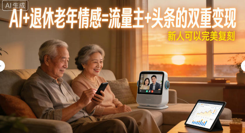 AI+退休老年情感=流量主+头条的双重变现，新人可以完美复刻-冒泡网