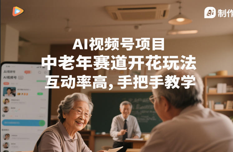 AI视频号项目，中老年赛道开花玩法，互动率高，手把手教学-冒泡网