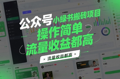 公众号小绿书搬砖项目，操作简单，流量收益都高-冒泡网
