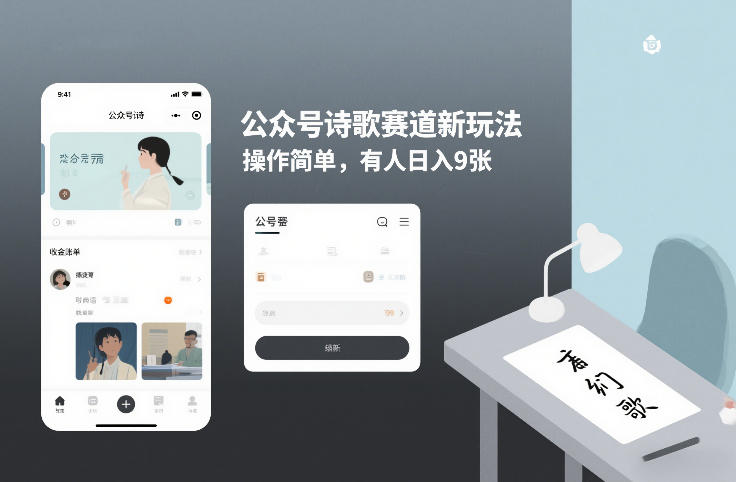 公众号诗歌赛道新玩法，操作简单，有人日入9张-冒泡网