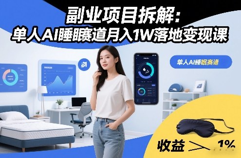 副业项目拆解：单人AI睡眠赛道月入1W落地变现课-冒泡网