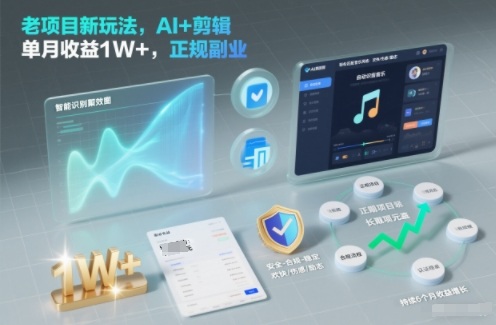 老项目新玩法，AI+剪辑，单月收益1W+，正规副业-冒泡网