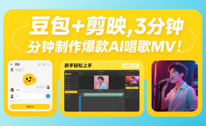 豆包+剪映，3分钟制作爆款AI唱歌MV，新手轻松上手-冒泡网