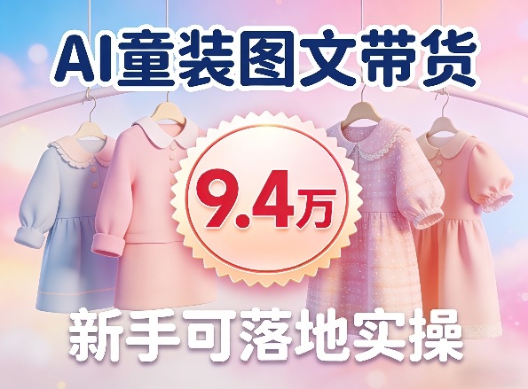 AI童装图文带货拆解，累计出单9.4W，新手可落地实操-冒泡网