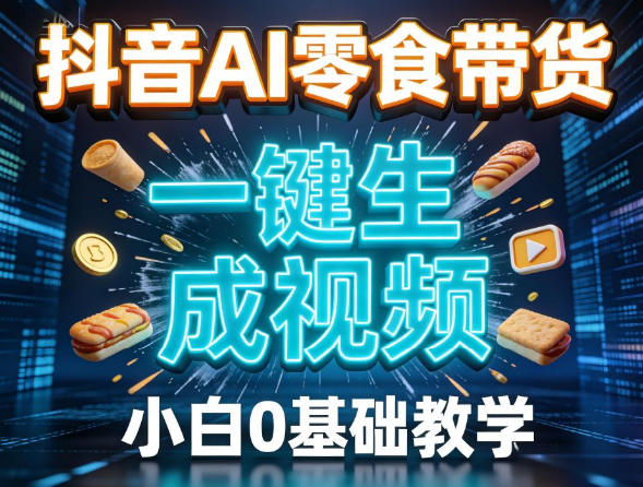 抖音AI零食带货，一键生成视频，小白0基础教学-冒泡网