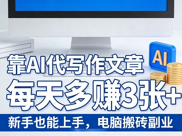 靠AI代写作文章，每天多賺3张+，新手也能上手，电脑搬砖副业-冒泡网