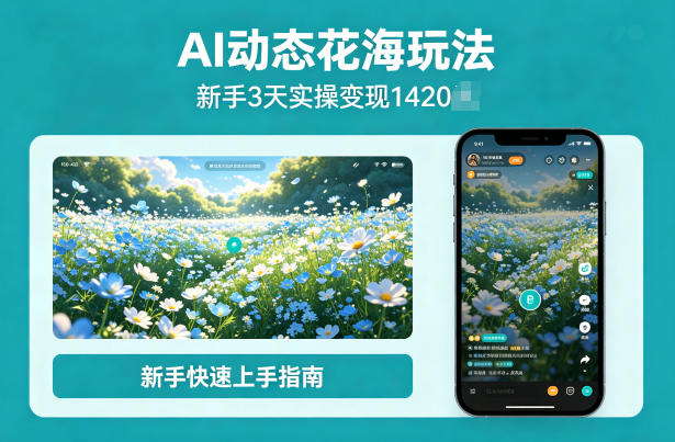 AI动态花海玩法，项目经过实操3天变现1420，新手也能快速上手-冒泡网