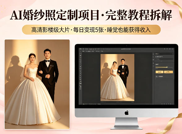AI婚纱照定制项目，可生成高清影楼级大片，每日变现5张，睡觉也能获得收入【完整教程拆解】-冒泡网