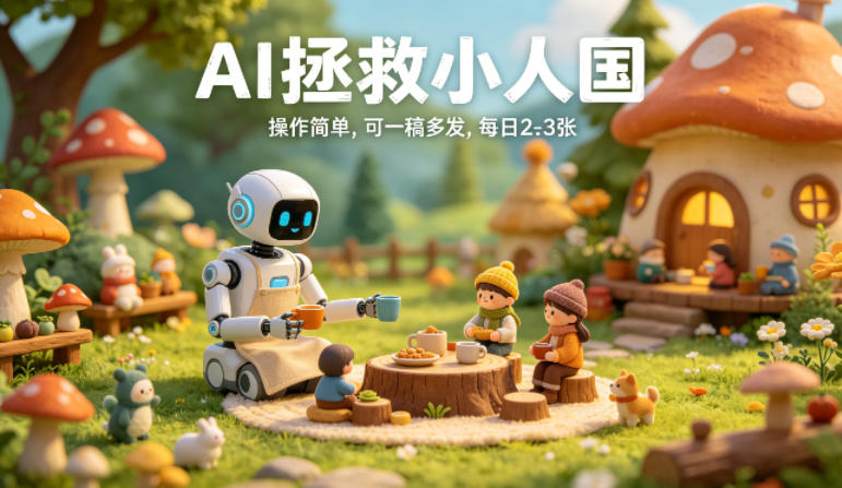AI拯救小人国治愈视频玩法，操作简单，可一稿多发，每天2-3张-冒泡网