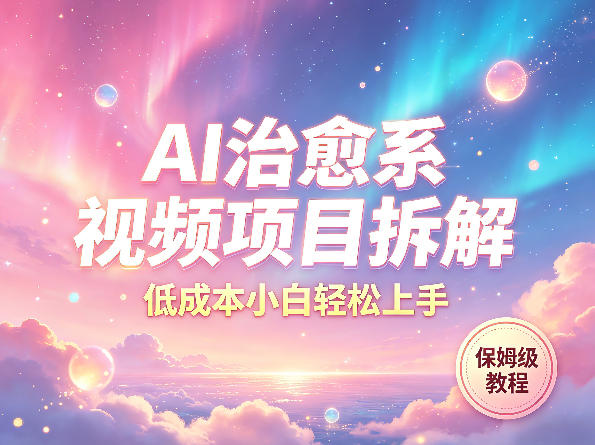 AI治愈系视频项目拆解，低成本小白轻松上手，保姆级教程-冒泡网