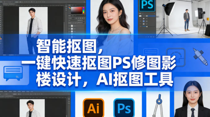 智能抠图，一键快速抠图PS修图影楼设计，AI抠图工具-冒泡网