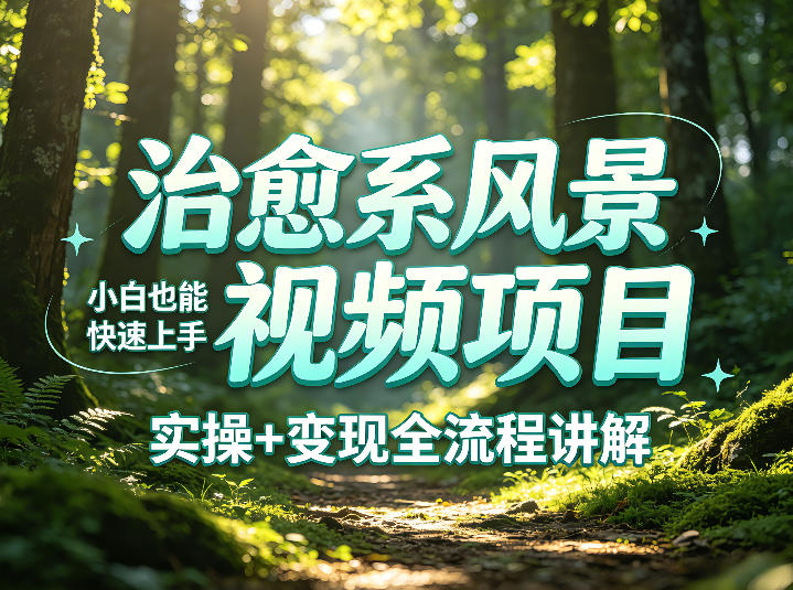 治愈系风景视频项目拆解，小白也能快速上手，实操+变现全流程讲解-冒泡网