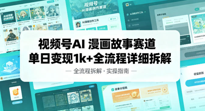 视频号AI漫画故事赛道单日变现1k+全流程详细拆解-冒泡网