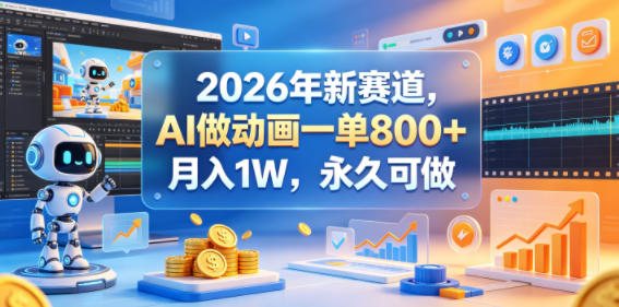 2026年新赛道，AI做动画一单800+，月入1W，永久可做-冒泡网