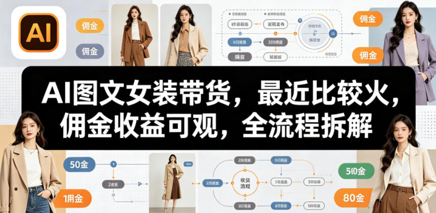 AI图文女装带货，最近比较火，佣金收益可观，全流程拆解-冒泡网