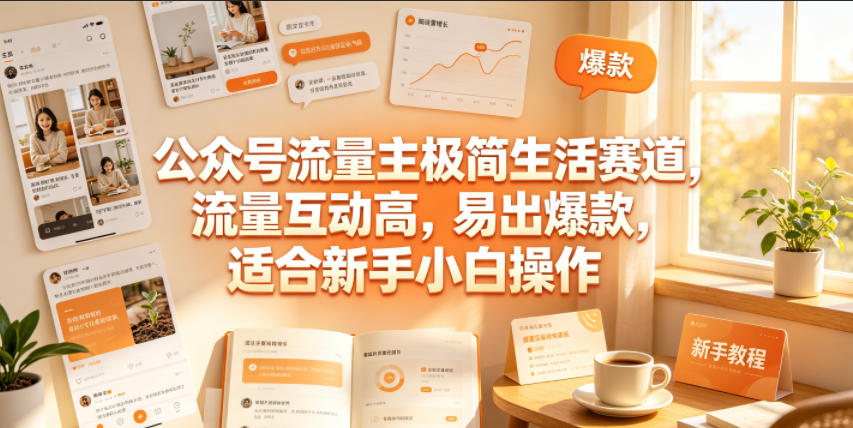 公众号流量主极简生活赛道，流量互动高，易出爆款，适合新手小白操作-冒泡网