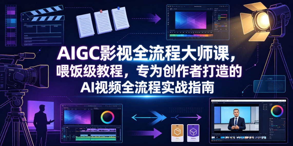 AIGC影视全流程大师课，喂饭级教程，专为创作者打造的AI视频全流程实战指南-冒泡网