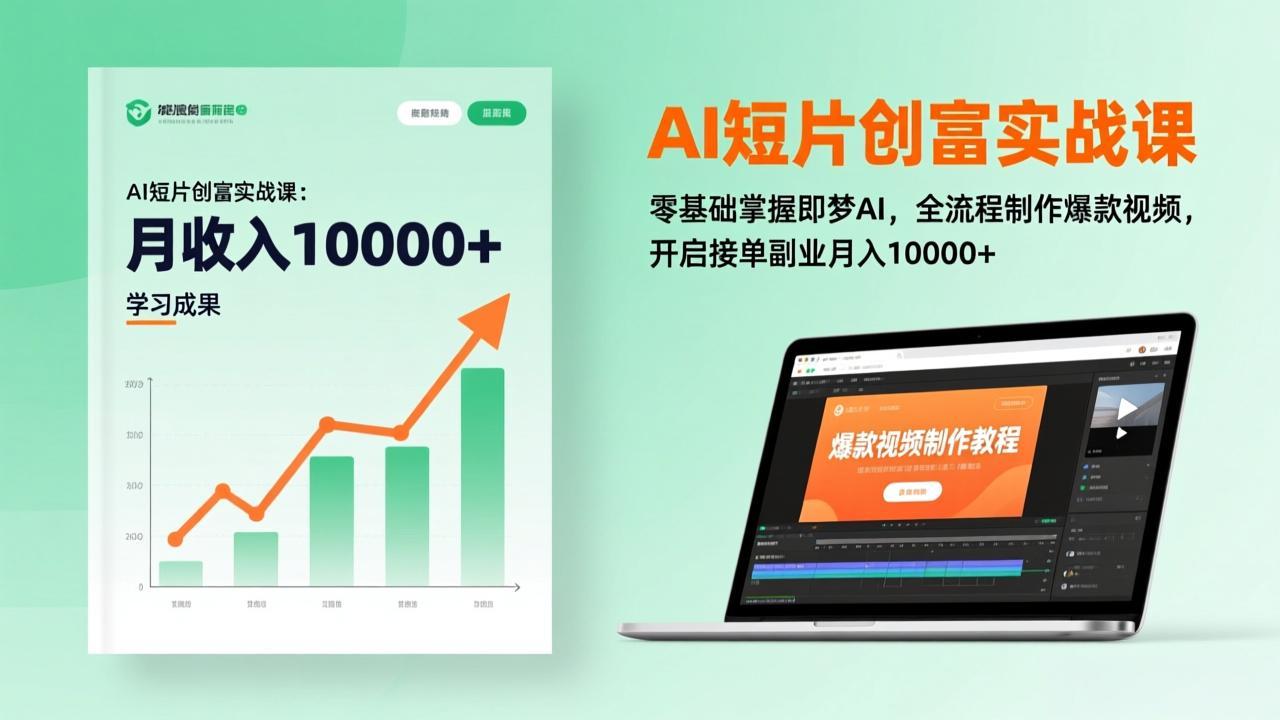 AI短片创富实战课：零基础掌握即梦AI，全流程制作爆款视频，开启接单副业月入10000+(更新-冒泡网