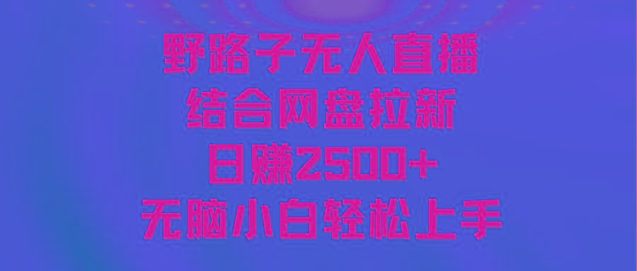 无人直播野路子结合网盘拉新，日赚2500+多平台变现，小白无脑轻松上手操作-冒泡网