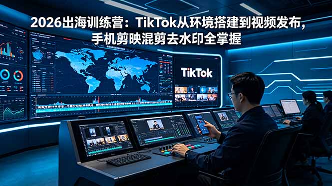 2026出海训练营：TikTok从环境搭建到视频发布，手机剪映混剪去水印全掌握-冒泡网