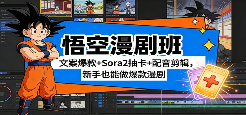 悟空漫剧班：文案爆款+Sora2抽卡+配音剪辑，新手也能做爆款漫剧-冒泡网
