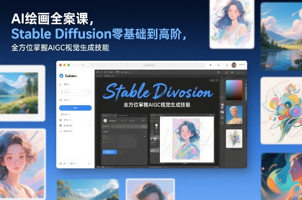 0450d638c20262fdf8f0d6f1f8fbb6b6.jpeg AI绘画全案课,Stable Diffusion零基础到高阶,全方位掌握AIGC视觉生成技能