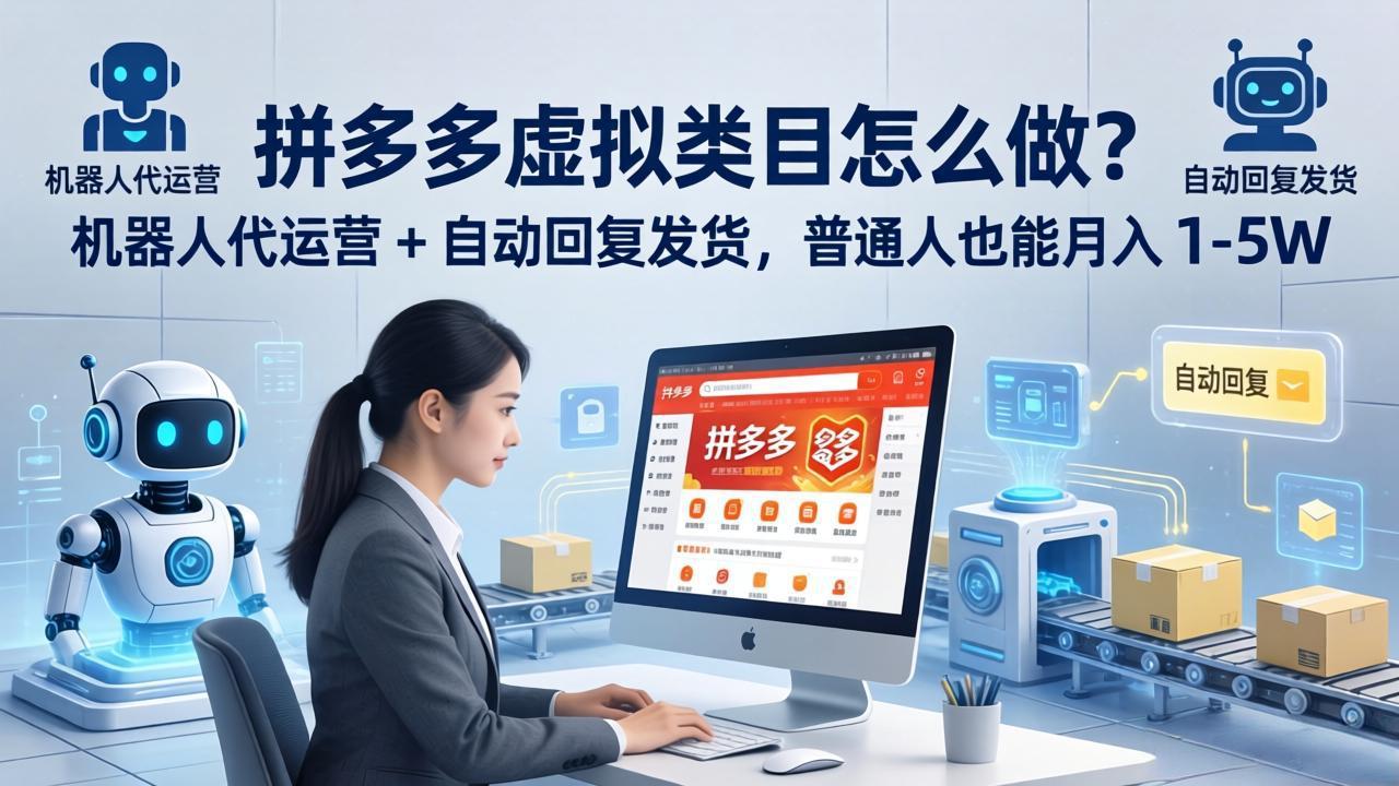拼多多虚拟类目怎么做？机器人代运营 + 自动回复发货，普通人也能月入 1-5W-冒泡网