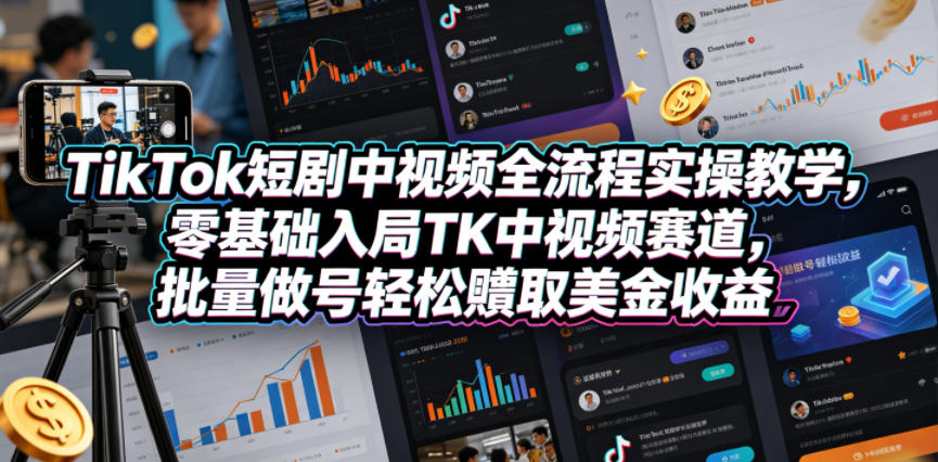 06ec6077deba6b908535f2112a763d35.jpeg TikTok短剧中视频全流程实操教学,零基础入局TK中视频赛道,批量做号轻松賺取美金收益