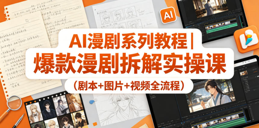 AI漫剧系列教程｜爆款漫剧拆解实操课(剧本+图片+视频全流程)-冒泡网