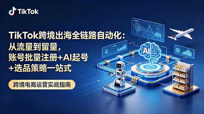 TikTok跨境出海全链路自动化：从流量到留量，账号批量注册+AI起号+选品策略一站式-冒泡网