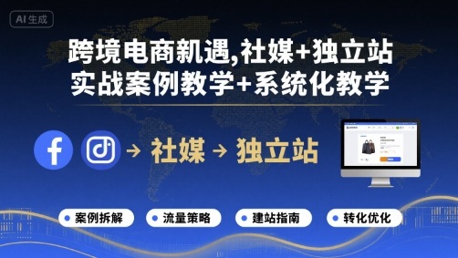跨境电商新机遇，社媒+独立站，实战案例教学+系统化教学-冒泡网