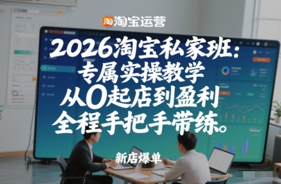 2026淘宝私家班：专属实操教学，从0起店到盈利，全程手把手带练-冒泡网